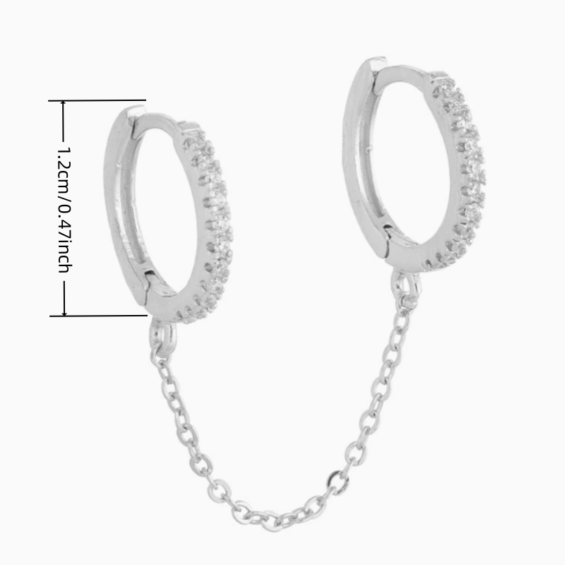 Hip Hop Chain Zirconium Double Hole Earrings